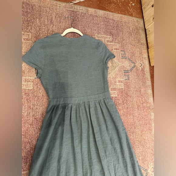 Yuvita linen collared maxi wrap dress size medium in grey green - Picture 15 of 16